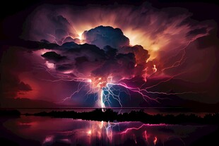 闪电雷电灾难现场素材图片