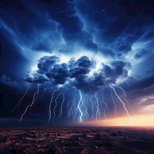 闪电雷电灾难现场素材图片