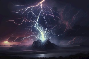 闪电雷电灾难现场素材图片