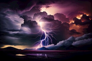 闪电雷电灾难现场素材图片