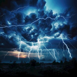 闪电雷电灾难现场素材图片