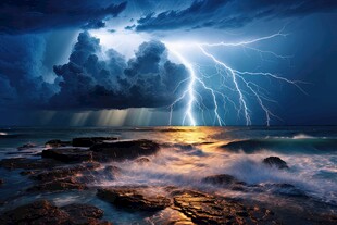 闪电雷电灾难现场素材图片