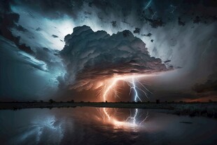 闪电雷电灾难现场素材图片