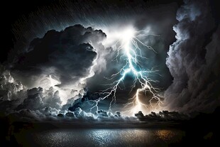 闪电雷电灾难现场素材图片