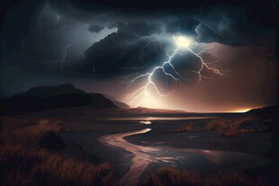 闪电雷电灾难现场素材图片