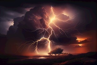 闪电雷电灾难现场素材图片