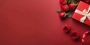 红玫瑰礼物蝴蝶结情人节素材图片