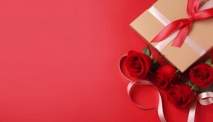 红玫瑰礼物蝴蝶结情人节素材图片