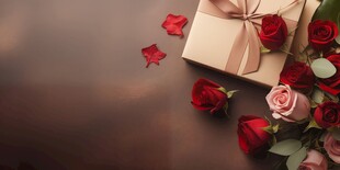 红玫瑰礼物蝴蝶结情人节素材图片