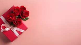 红玫瑰礼物蝴蝶结情人节素材图片