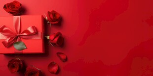 红玫瑰礼物蝴蝶结情人节素材图片