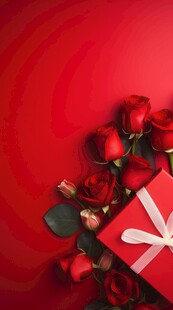 红玫瑰礼物蝴蝶结情人节素材图片
