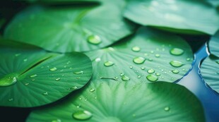 清爽荷叶叶子四叶草铜钱草露珠