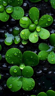 清爽荷叶叶子四叶草铜钱草露珠