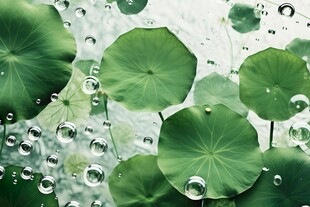 清爽荷叶叶子四叶草铜钱草露珠