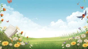 春光明媚户外风景鲜花草地