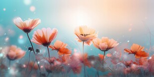 明媚清晨鲜花蝴蝶菊花叶子草地图