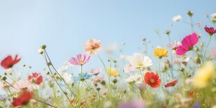 明媚清晨鲜花蝴蝶菊花叶子草地图