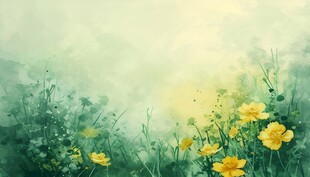 明媚清晨鲜花蝴蝶菊花叶子草地图