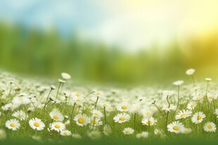 明媚清晨鲜花蝴蝶菊花叶子草地图