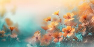 明媚清晨鲜花蝴蝶菊花叶子草地图