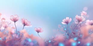 明媚清晨鲜花蝴蝶菊花叶子草地图