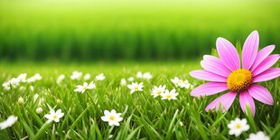 明媚清晨鲜花蝴蝶菊花叶子草地图