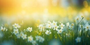 明媚清晨鲜花蝴蝶菊花叶子草地图