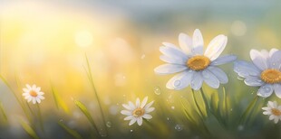 明媚清晨鲜花蝴蝶菊花叶子草地图