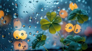 明媚清晨四叶草叶子草地图