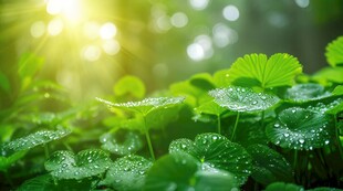 明媚清晨四叶草叶子草地图