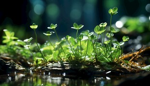 明媚清晨四叶草叶子草地图