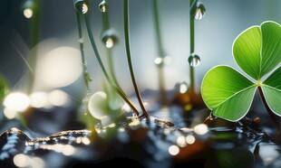 明媚清晨四叶草叶子草地图