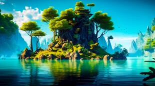 世外桃源海景隐秘海岛场景图