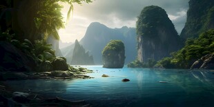 世外桃源海景隐秘海岛场景图