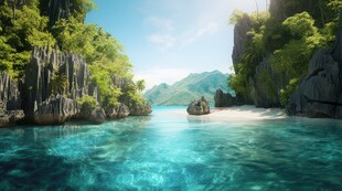 世外桃源海景隐秘海岛场景图