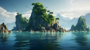 世外桃源海景隐秘海岛场景图