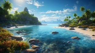 世外桃源海景隐秘海岛场景图