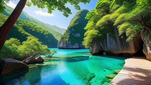 世外桃源海景隐秘海岛场景图