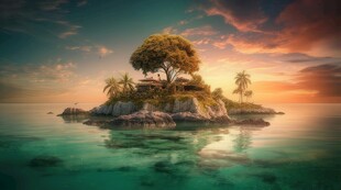 世外桃源海景隐秘海岛场景图