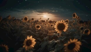 阳光下向日葵秋季丰收场景