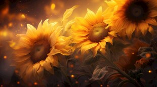 阳光下向日葵秋季丰收场景