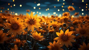 阳光下向日葵秋季丰收场景