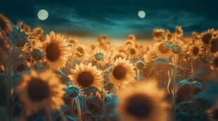 阳光下向日葵秋季丰收场景