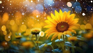 阳光下向日葵秋季丰收场景