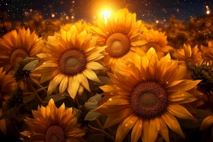 阳光下向日葵秋季丰收场景