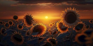 阳光下向日葵秋季丰收场景