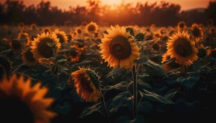 阳光下向日葵秋季丰收场景