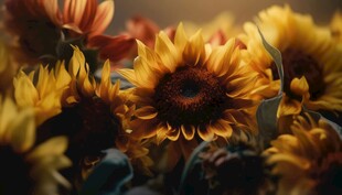 阳光下向日葵秋季丰收场景