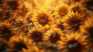 阳光下向日葵秋季丰收场景